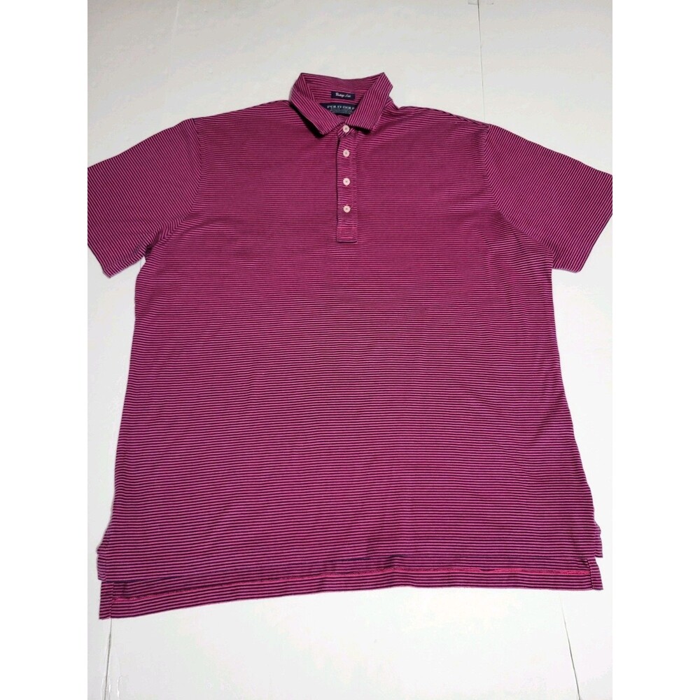 (#8) POLO GOLF  RALPH LAUREN VTG Lisle Collared Shirt Mens XL Pink Striped